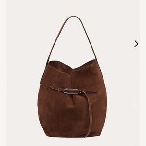 LIFFNER Large Brown Suede Belted Bucket Bag $795